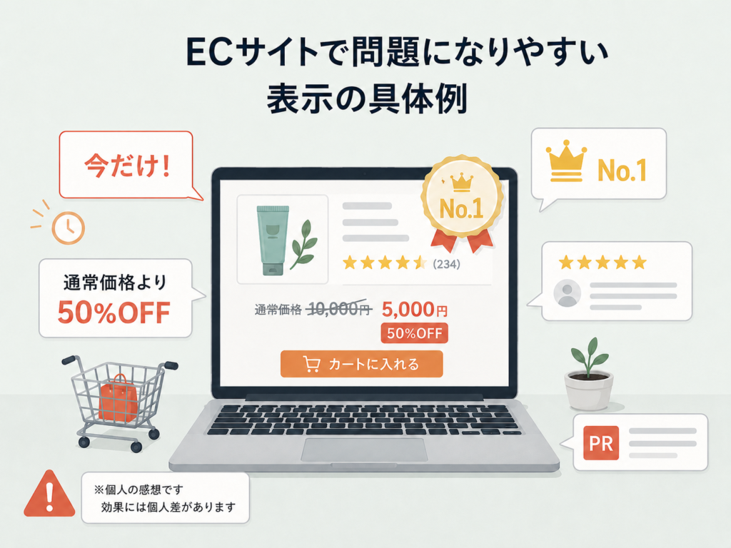 ECサイトで問題になりやすい景品表示法の不当表示