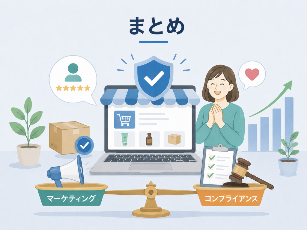 まとめ：ECサイトの表示は「売れる表現」と「説明できる表現」の両立が大切