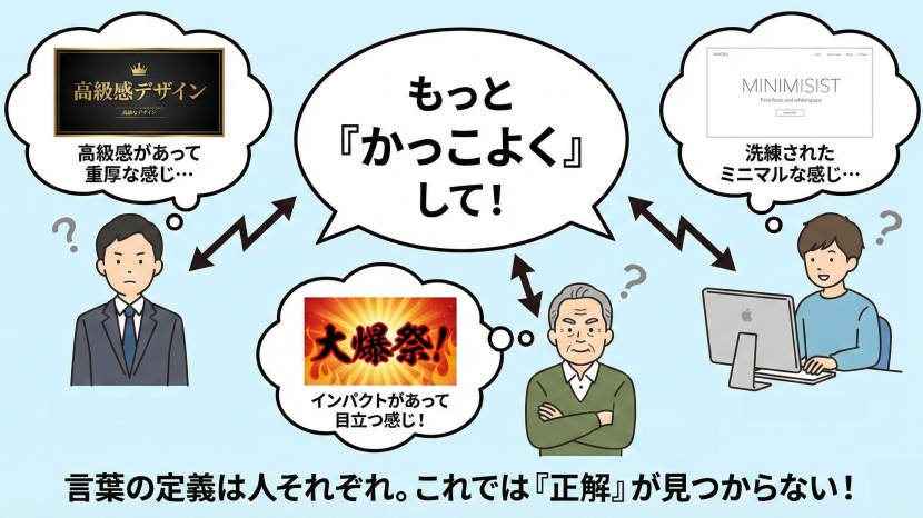 「もっとカッコよくして」という言葉だけでは共通認識にならない